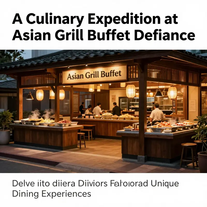 The entrance of Asian Grill Buffet, showcasing its charming exterior with appealing lighting.