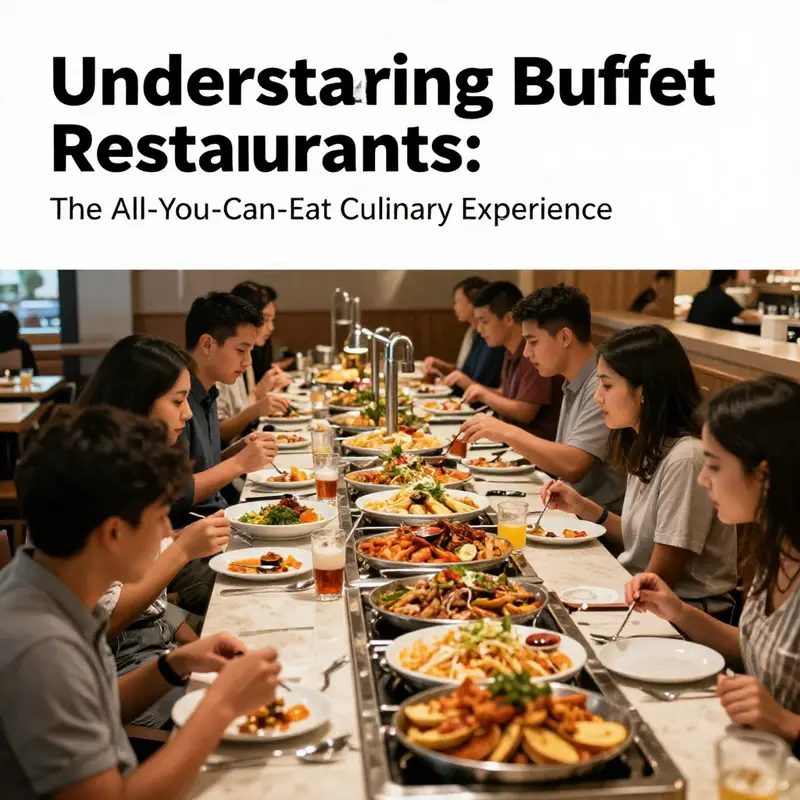 A lively buffet restaurant with patrons enjoying a variety of food options in a community dining setting.