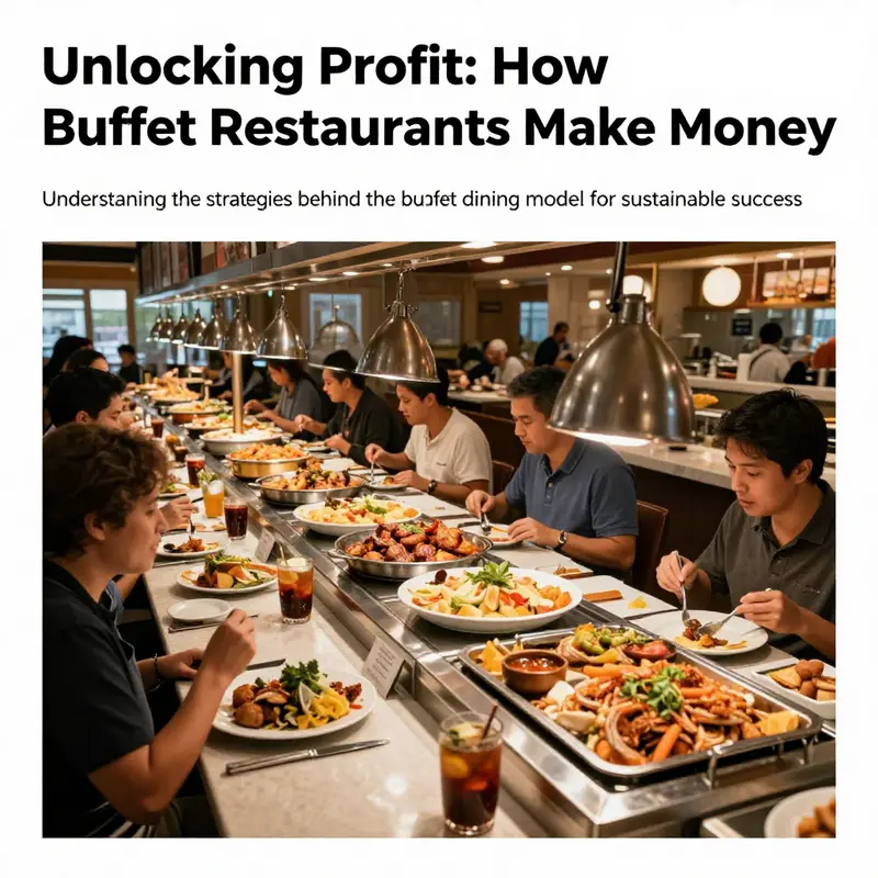 A bustling buffet restaurant filled with diverse dishes and happy diners enjoying their experience.