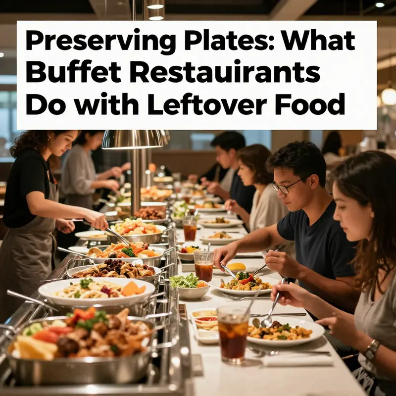 A lively buffet restaurant scene filled with diverse food offerings and happy diners engaging with their meals.