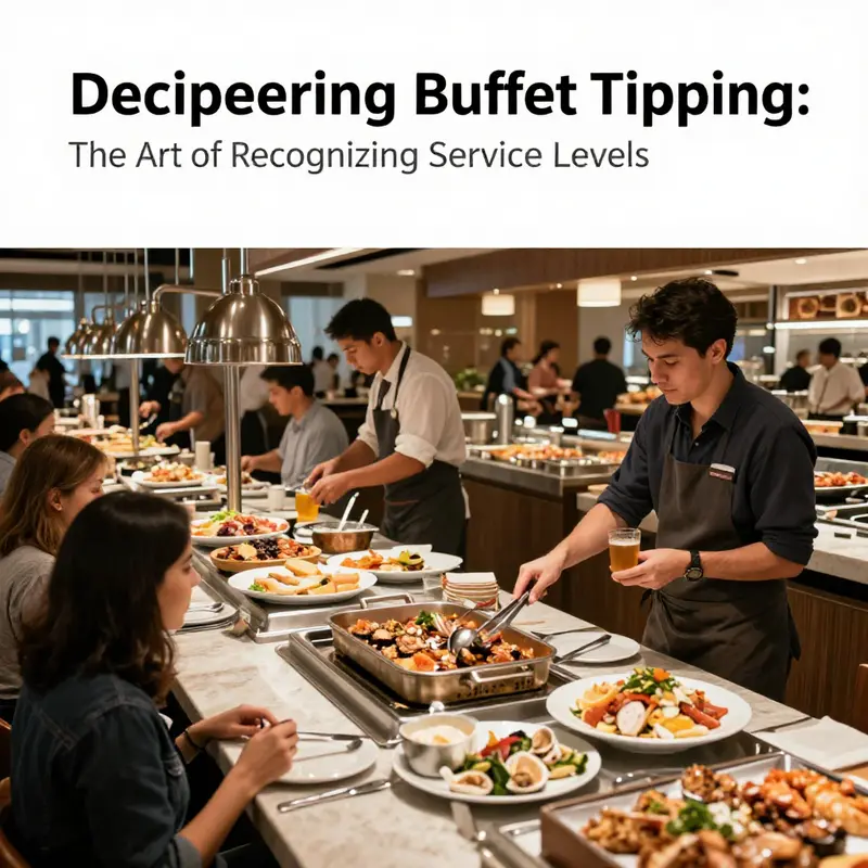 Highlighting the different service levels in buffet restaurants, emphasizing the interaction between staff and customers.