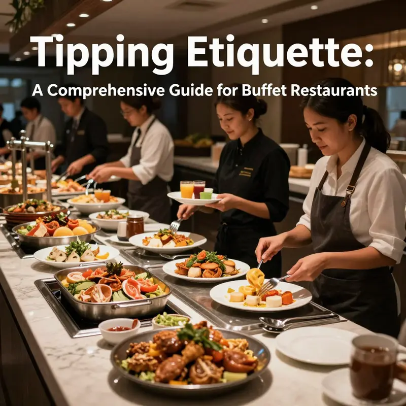 A visual representation of various buffet service types and the corresponding expectations for tipping.