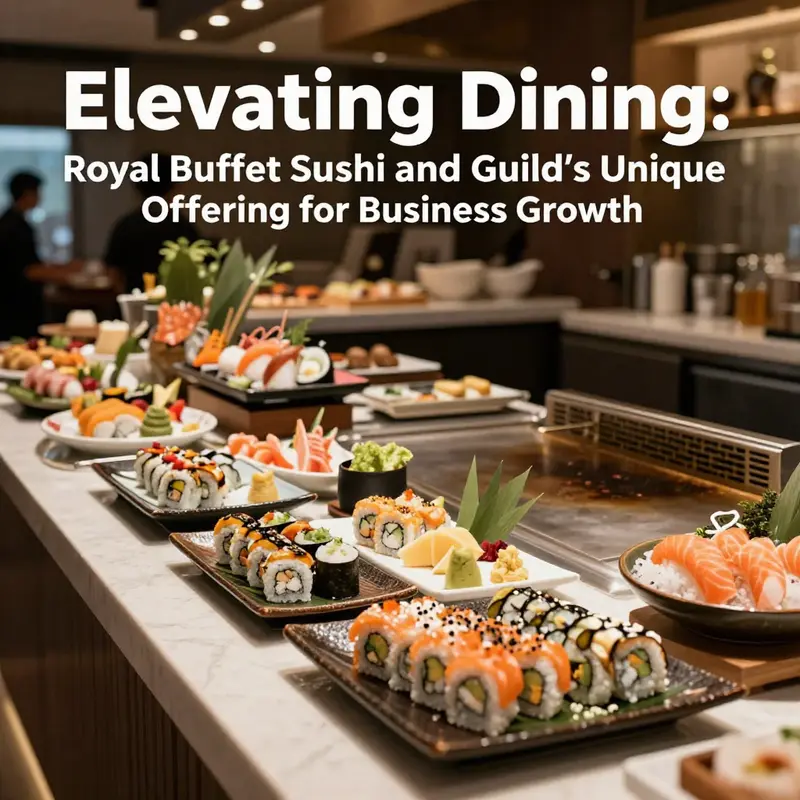 A lively buffet experience with a variety of sushi and teppanyaki offerings at Royal Buffet Sushi and Grill.
