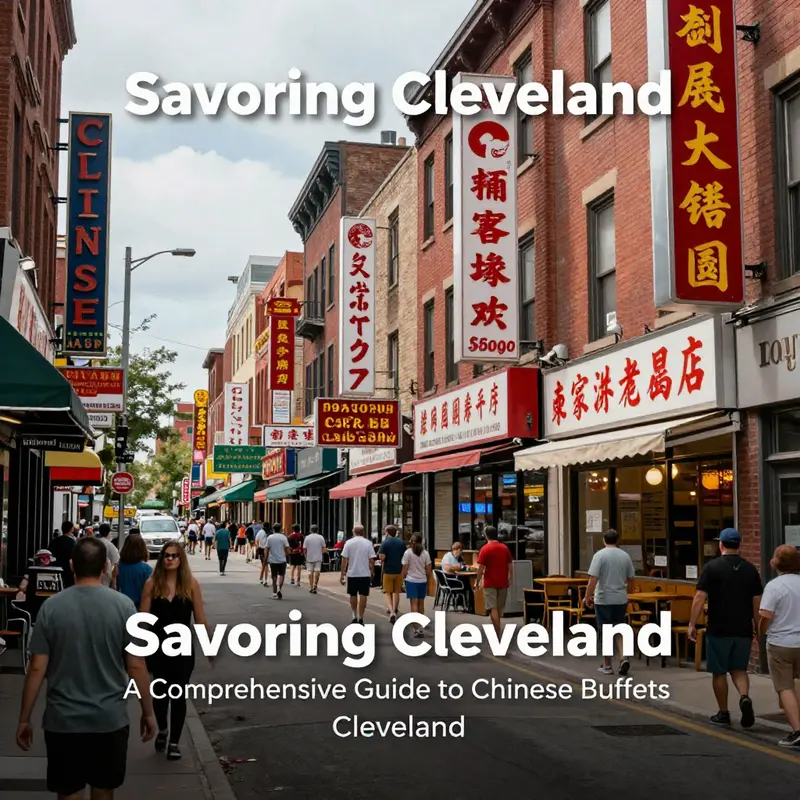 A busy Cleveland street highlighting Chinese buffet and restaurant options.