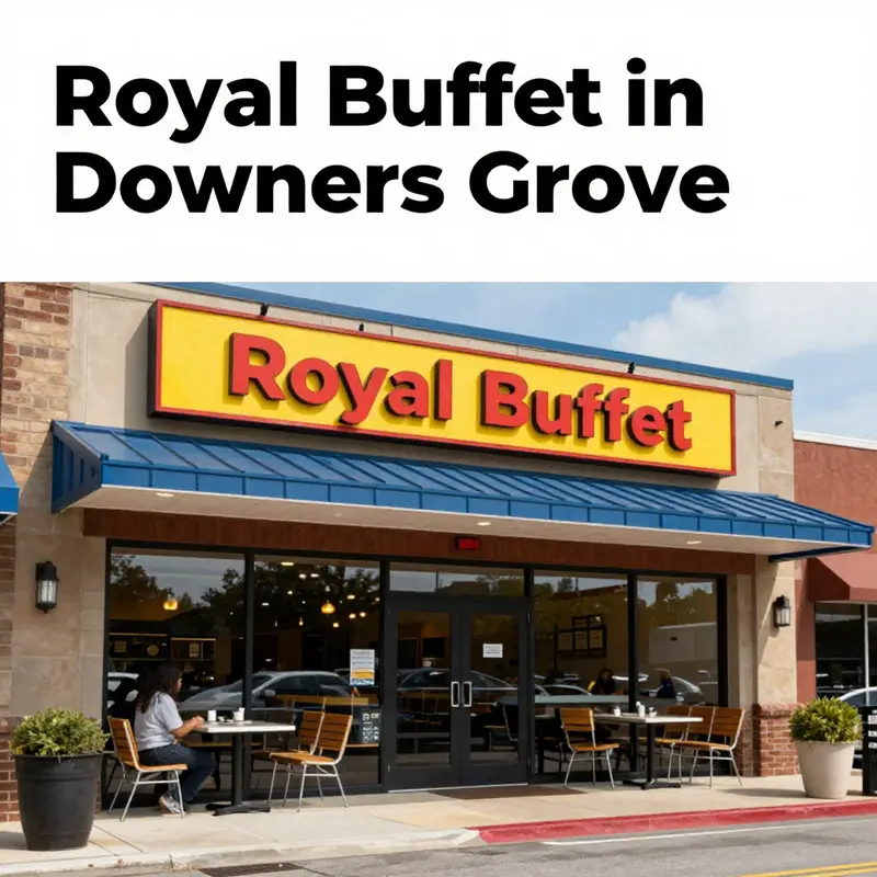Exterior view of Royal Buffet with inviting signage and ambiance, representing its appeal to local diners.