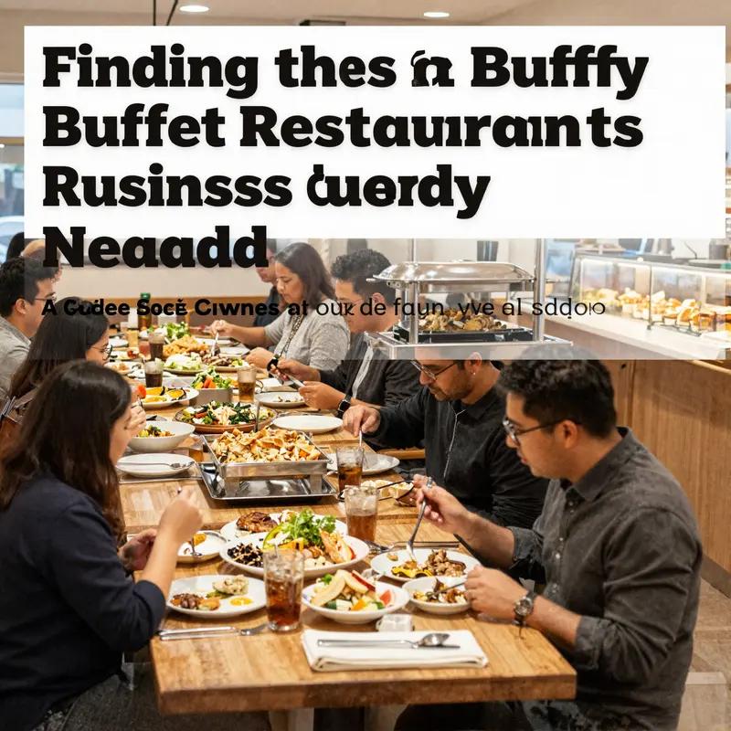 A lively buffet restaurant atmosphere, with patrons serving themselves from a wide array of cuisine on display.