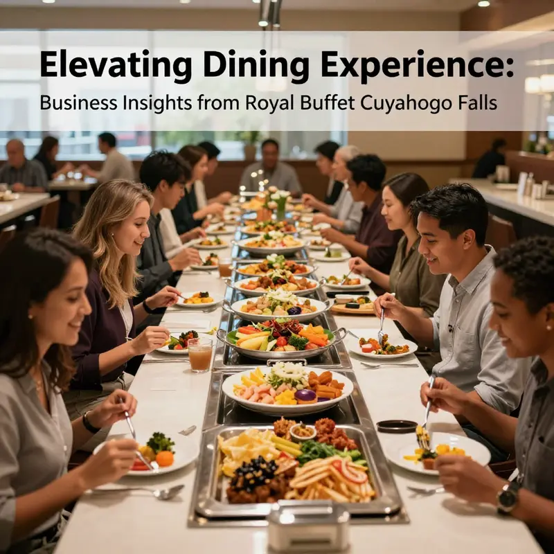 Customers engage in a vibrant dining experience at Royal Buffet, emphasizing quality and enjoyment.