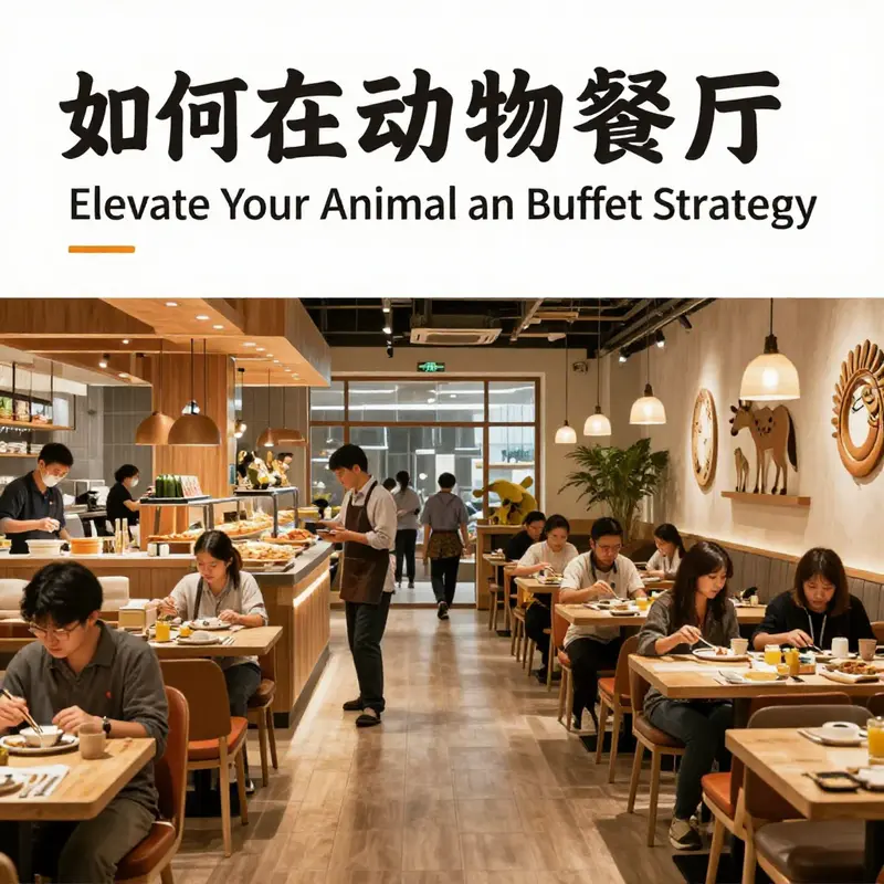 Customers interact with a buffet, enjoying the convenience of self-service in a lively Animal Restaurant.