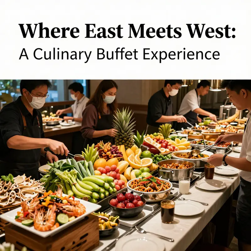 A visually striking display of East and West culinary fusion, showcasing diverse flavors.