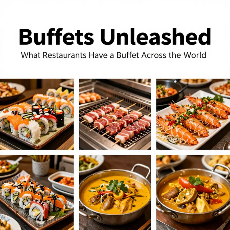 An array of options in a buffet restaurant offering various culinary delights.