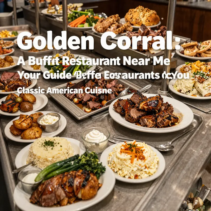A classic American buffet spread at Golden Corral, featuring grilled meats and desserts.