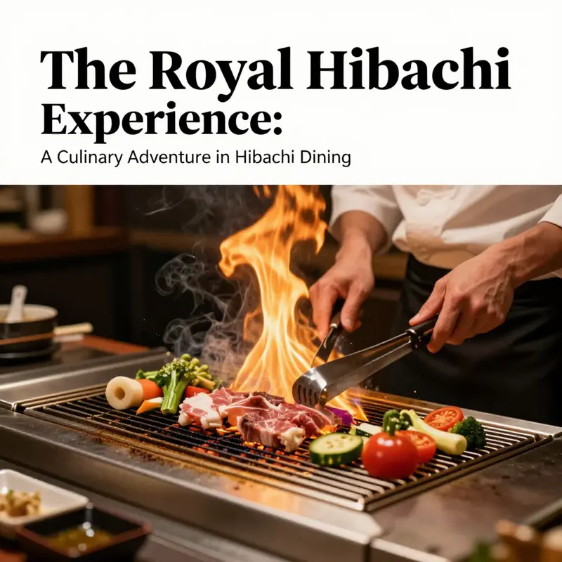 An engaging chef demonstrates the artistry involved in preparing hibachi dishes.