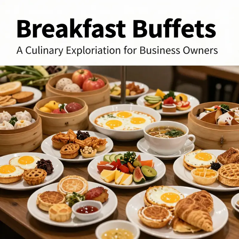 A vibrant display of breakfast options at the Huaqi Breakfast Buffet, showcasing both Chinese and Western dishes.