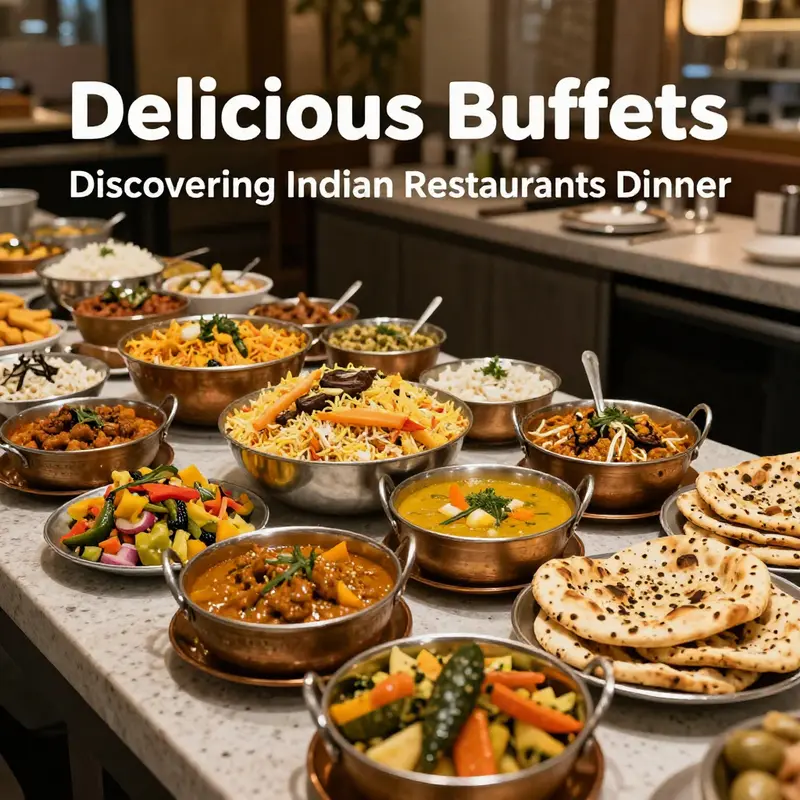 A visually appealing buffet spread that showcases the rich variety of Indian cuisine available at Indian restaurants.