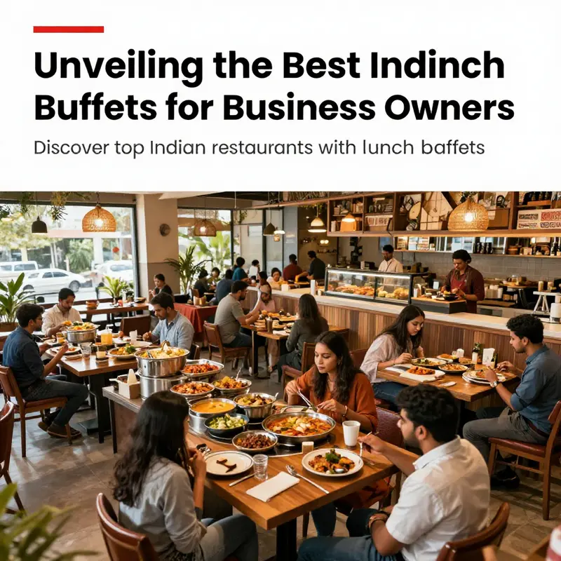 A busy Indian restaurant dining area filled with guests enjoying their lunch buffet.