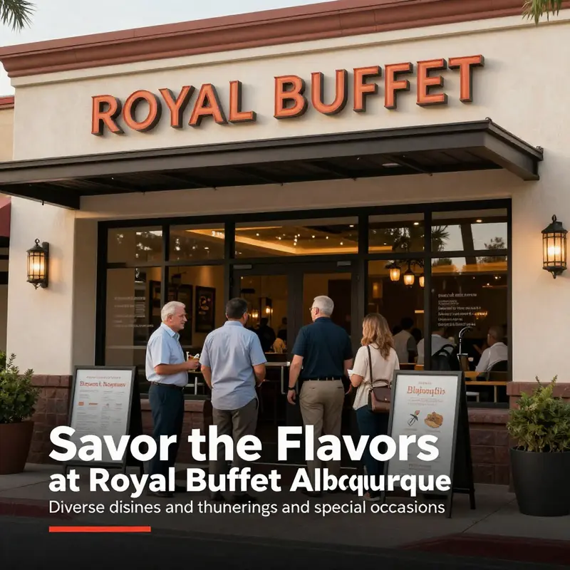 An inviting view of Royal Buffet Albuquerque's exterior with guests welcomingly entering.