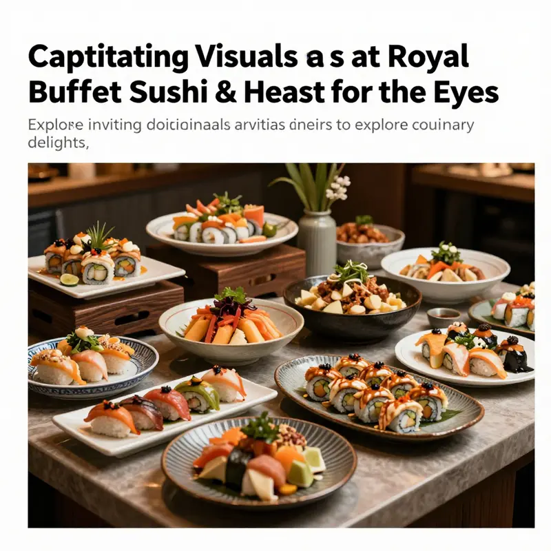 A beautifully arranged buffet table featuring diverse dishes, creating an inviting atmosphere at Royal Buffet Sushi & Hibachi.