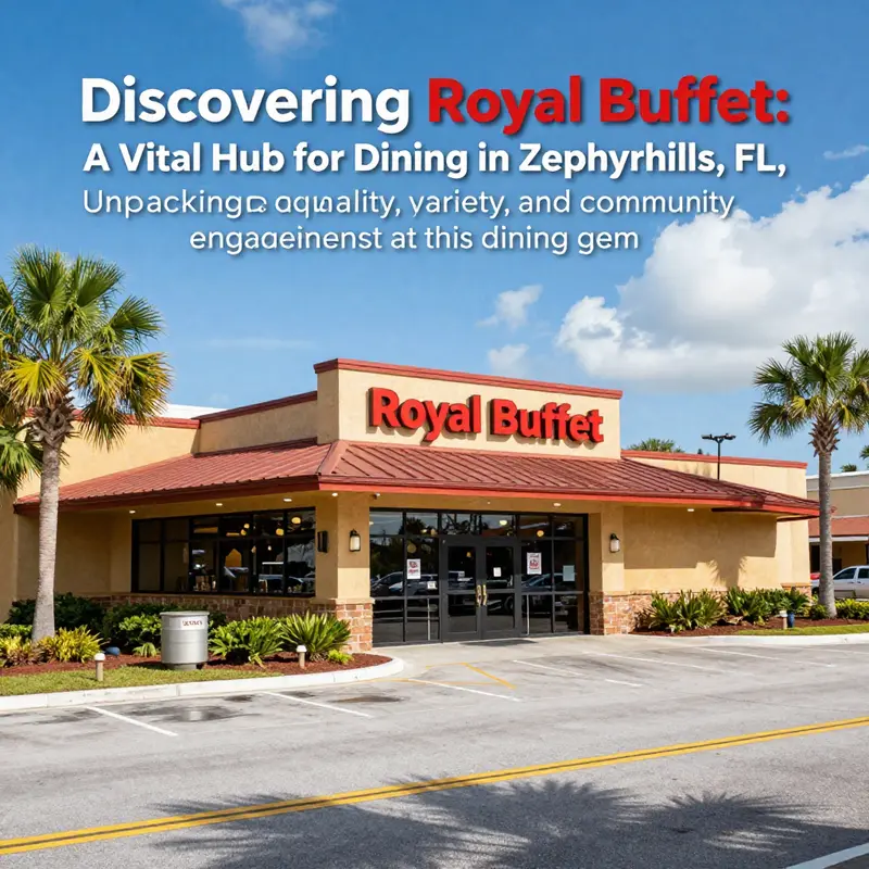 The exterior of Royal Buffet showing a welcoming entrance, set against the backdrop of the bustling community of Zephyrhills, FL.