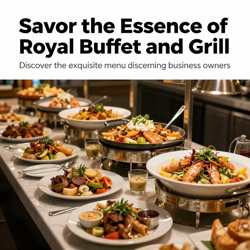 A lavish buffet display at Royal Buffet and Grill, filled with a variety of gourmet dishes.