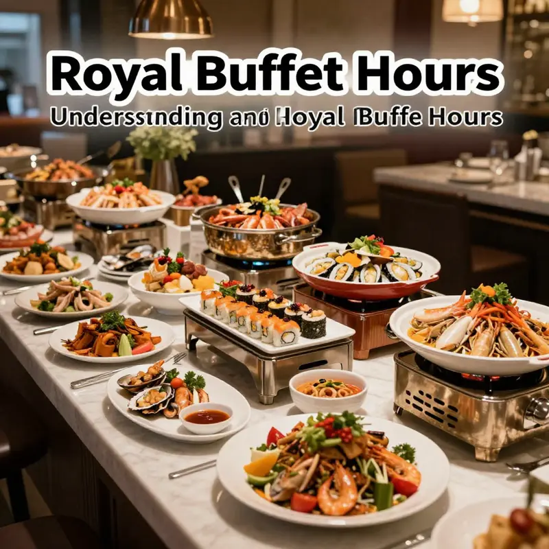 Royal Buffet’s inviting entrance, showcasing its daily operating hours.
