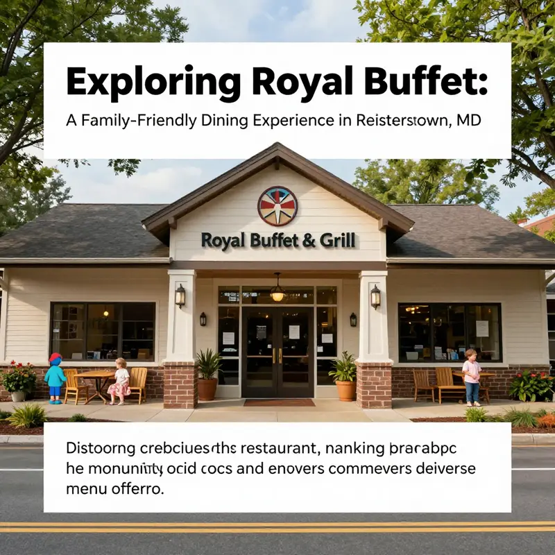 Exterior view of Royal Buffet & Grill in Reisterstown, MD, adorned with family-friendly signage.