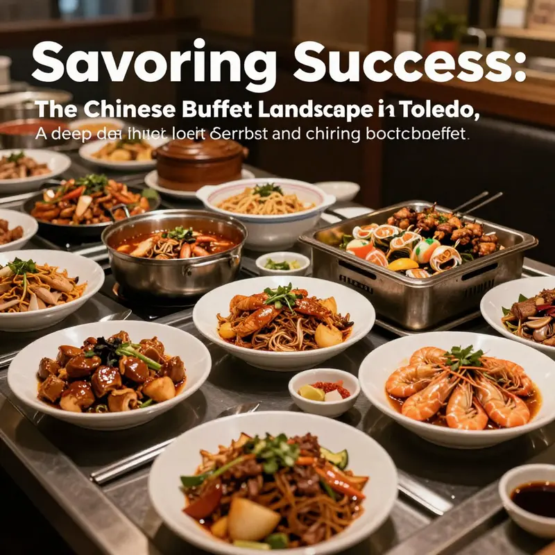 A vibrant display of a variety of dishes from Toledo's Chinese buffets, illustrating the quality and selection available.