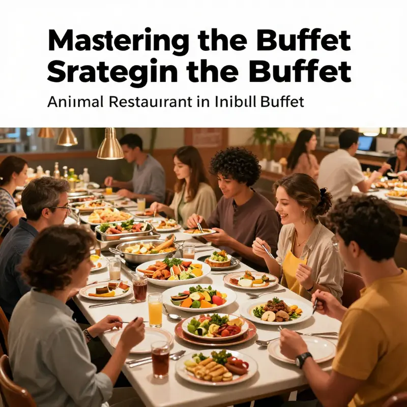 Customers enjoying a vibrant buffet in Animal Restaurant, showcasing the variety of dishes available.