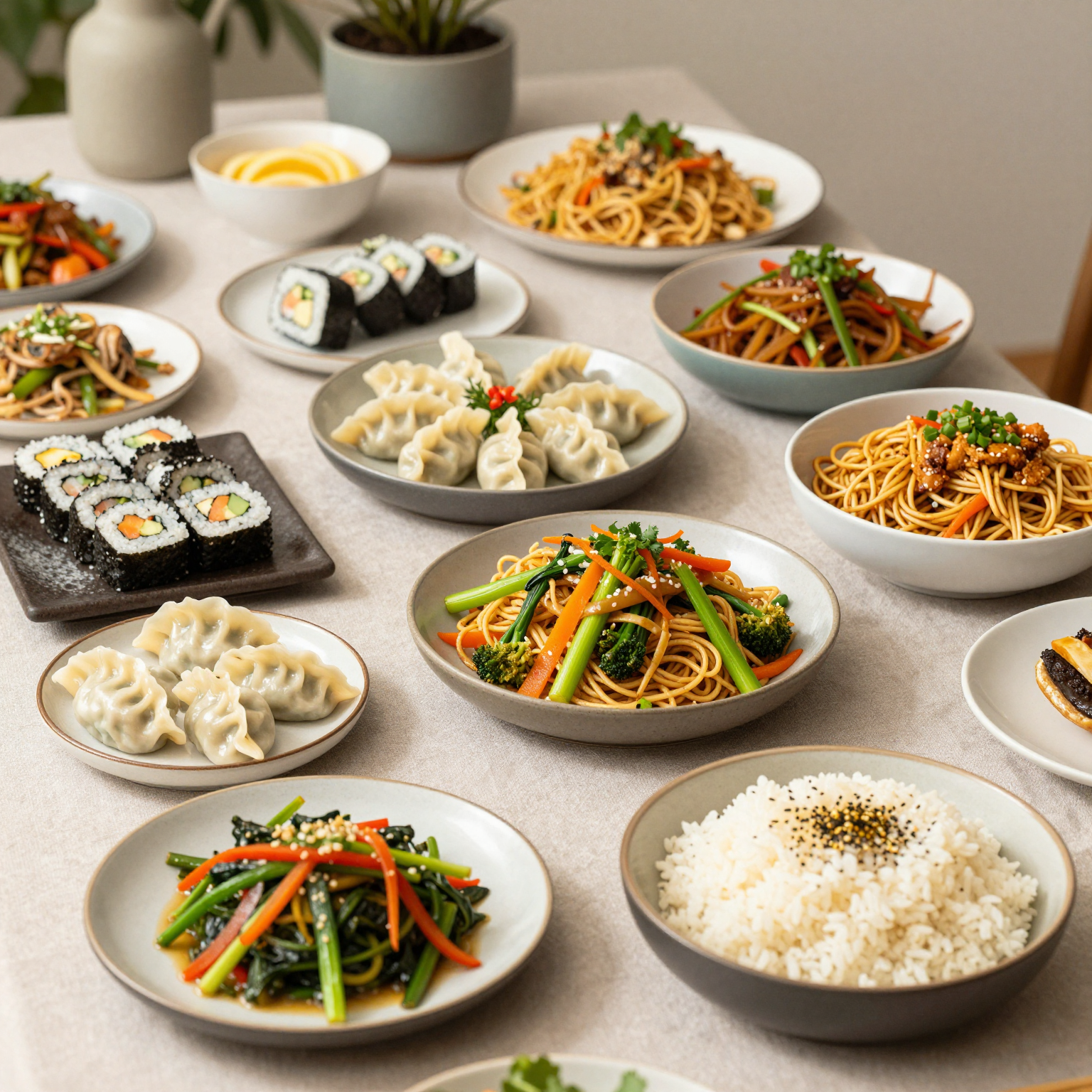 Vibrant Chinese buffet display showcasing a variety of dishes