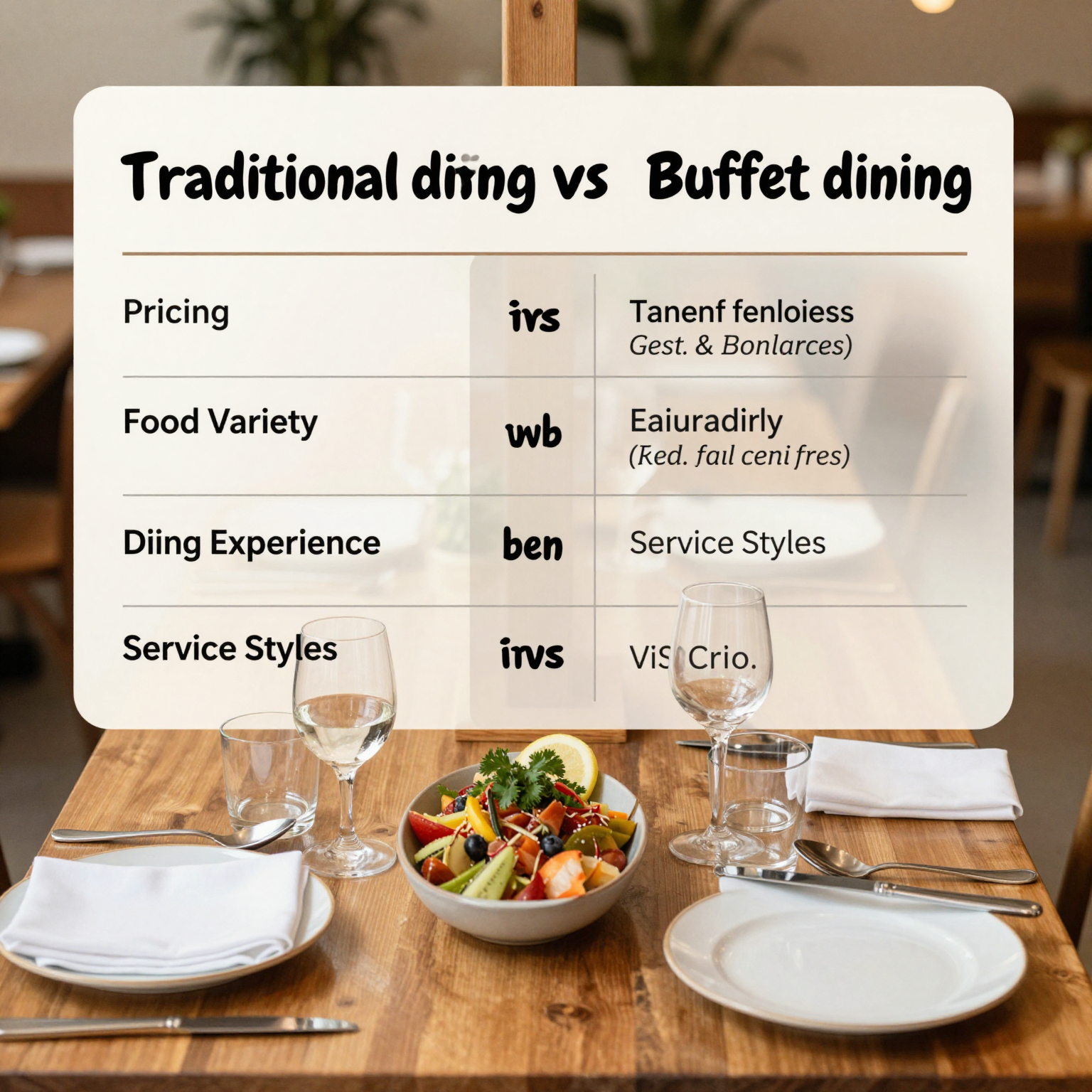 Comparison table of Traditional Dining vs Buffet Dining