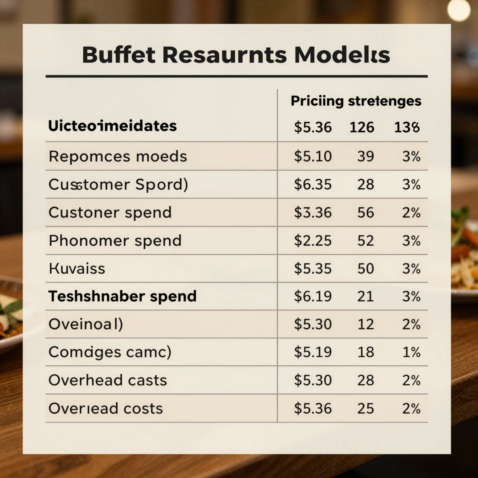 Comparison of Revenue Models for Buffet vs. Traditional Restaurants