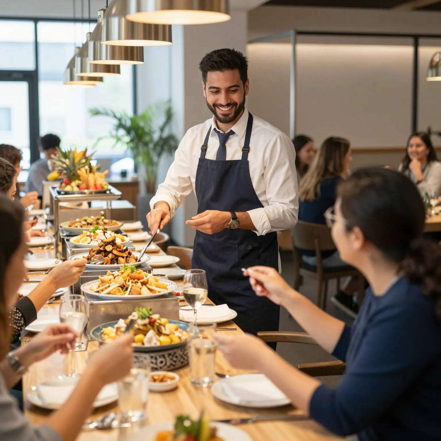 Inviting buffet restaurant setting