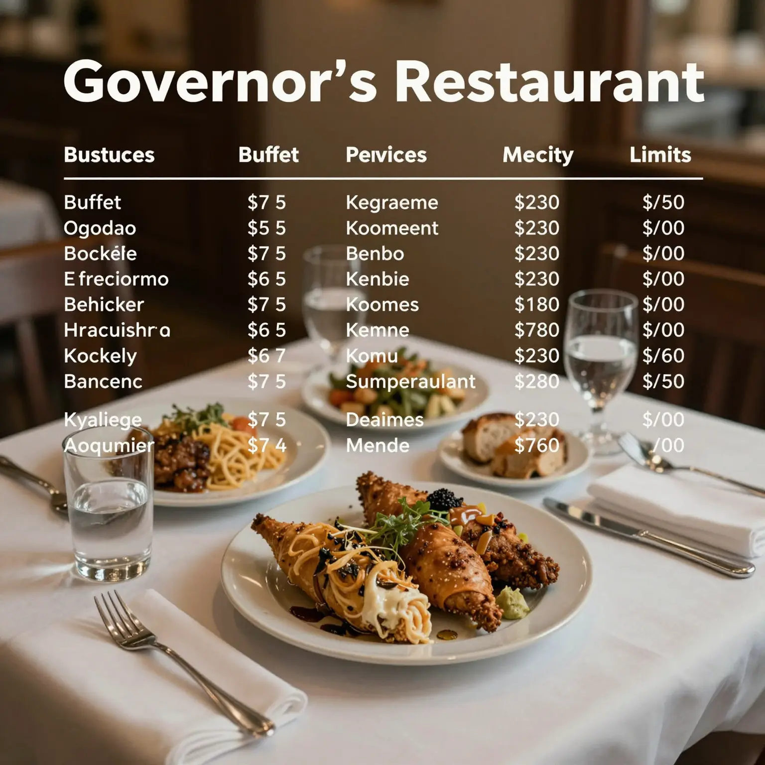 Comparative table of buffet services
