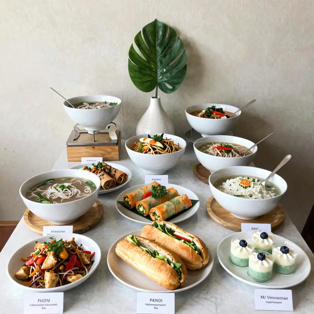 Buffet Layout at MJ Vietnamese Restaurant